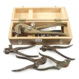 An ECLIPSE No 78 saw set in orig box for cross cutsaws and four other saw sets G+