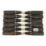 12 unused recent ebony chisel handles with brass ferrules N