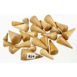 25 plumber's small lignum bobbins 2" to 3" F