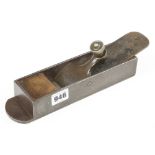 An early d/t steel mitre plane 9" x 2 1/2" with brass lever and rosewood infill G