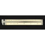 A 6" ivory slide rule with German silver slide by RABONE marked Rhineland and French Lines F