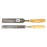 Two bevel edge chisels 1" and 1 1/2" by STORMONT G+