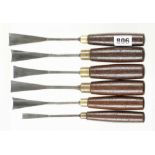 A set of 6 fish tail carving tools by ASHLEY ILES with rosewood handles G+