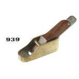 An unusual brass thumb plane 2 3/4" x 7/8" with rosewood wedge and wide mouth G+