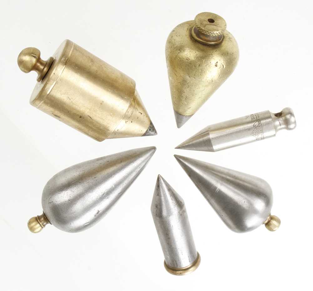 Four steel and two brass plumb bobs G+ - Image 2 of 2