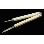 A 6" combination ivory rule stamped London and Metre with penknife and pencil holder G