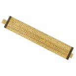 A single slide boxwood and brass calculating rule 14" x 2 1/2" by ASTON & MANDER for Sheet, Plate,