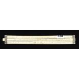 A 12" ivory and German silver slide rule with Girth line, Diameter, Warped G-