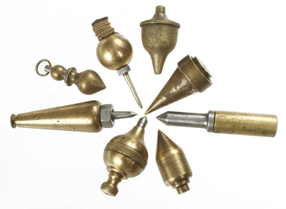 Eight steel tipped brass plumb bobs G+ - Image 2 of 2