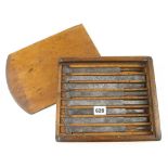 Eight plough irons (not a set) in fitted box G