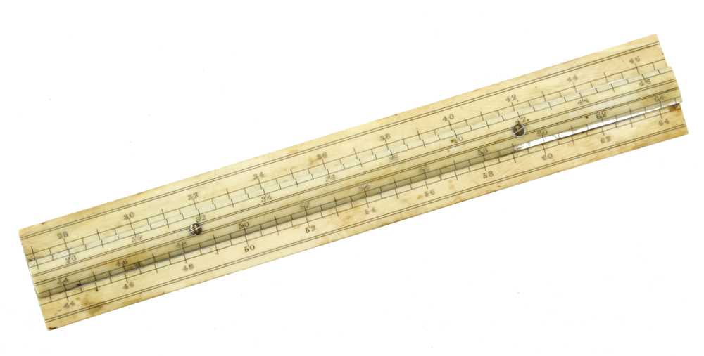 A 7 1/4" Dicas type ivory Citrometer 50 slide rule by J.B.DANCER Manchester with Thermometer - Image 2 of 2
