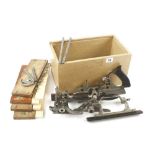 A STANLEY No 55 combination plane with 4 boxes of cutters G+