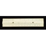 An unusual 7 1/2" ivory slide rule by GAMMAGE Late DICAS Patentee Liverpool for Water, New Milk