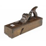 A 15" twin iron handled moulding plane by MATHIESON 3 1/2" wide with scrolled wedge G++