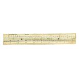 A 7 1/4" Dicas type ivory Citrometer 50 slide rule by J.B.DANCER Manchester with Thermometer