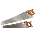 Two ATKINS Perfection saws, a little used 6 TPI hand saw with hardwood handle and an 11 TPI d/t