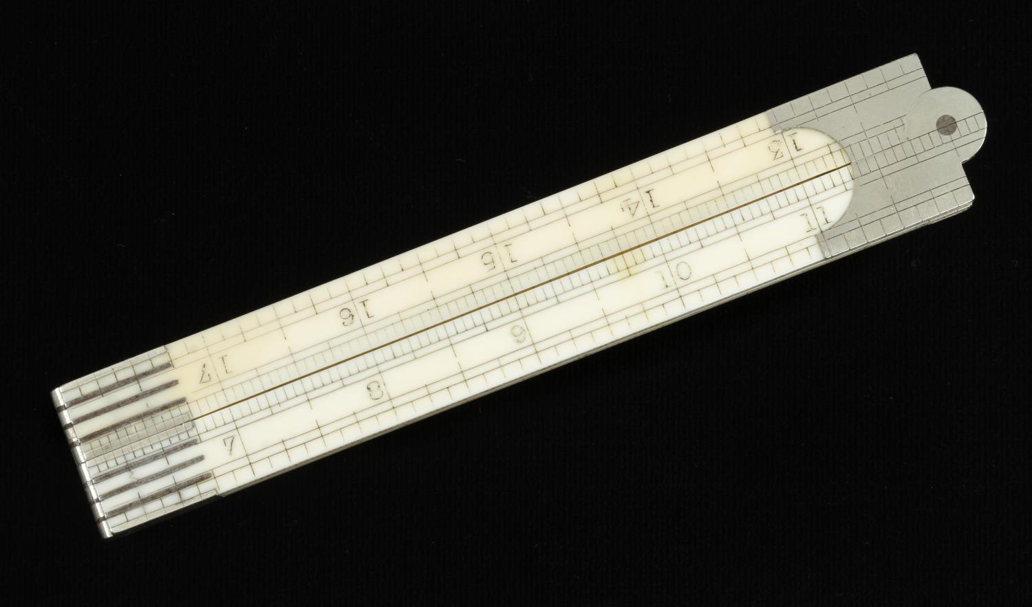 A 2' four fold ivory rule by HOLTZAPFFEL & Co with protractor hinge and inside bevel edges G+ - Image 5 of 5