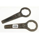 A pair of wrenches stamped GR with Crown over 7 1/2" o/a G