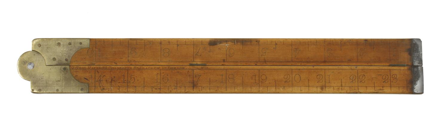 An unusually heavy 2' two fold boxwood and brass Coggeshall type slide rule by J TREE Maker 22 - Image 4 of 4