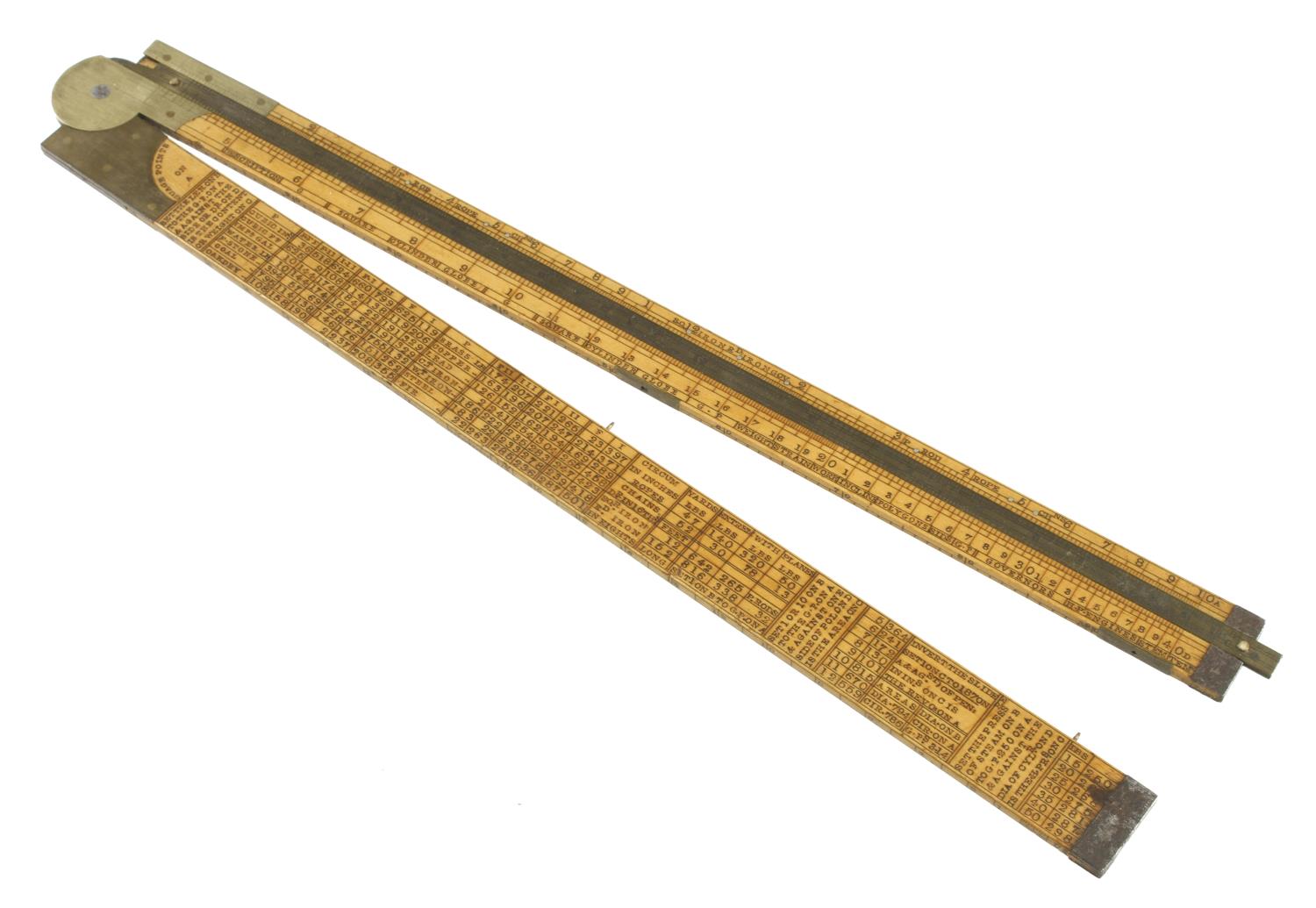 A 2' two fold boxwood and brass engineer's slide rule by SAMPSON Aston, Improved and Arranged by R. - Image 3 of 4