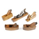 A STANLEY No 27 jack plane and four other bench planes G+
