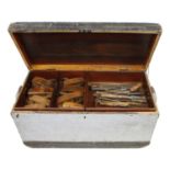 A shipwright's tool chest, the brass plaque to lid with V.GRIFFIN Shipwright with a few tools G (