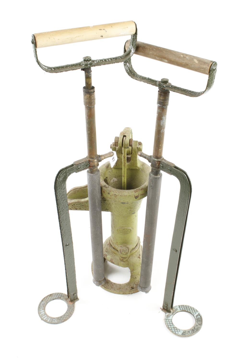 A cast iron water pump, requires attention and two stirrup pumps G - Image 2 of 2