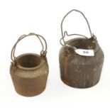 Two cast iron glue pots G+