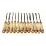 A set of 11 small carving tools, some light rust G (plus VAT)