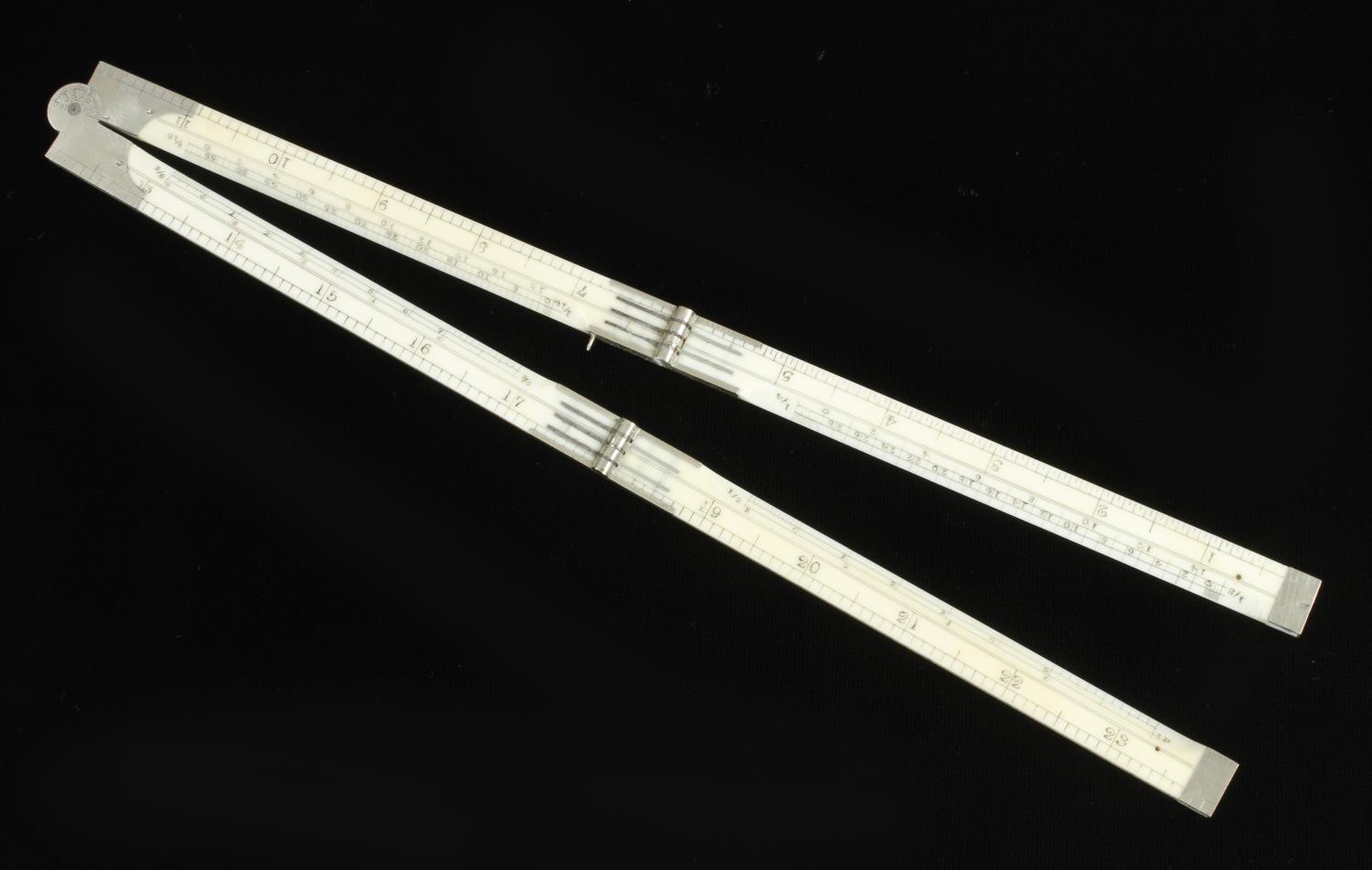 A 2' four fold ivory rule by HOLTZAPFFEL & Co with protractor hinge and inside bevel edges G+ - Image 4 of 5