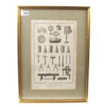 Five early French framed plates 14" x 9" by LUNETIER also marked Bernard Fecit, lacks one glass G (