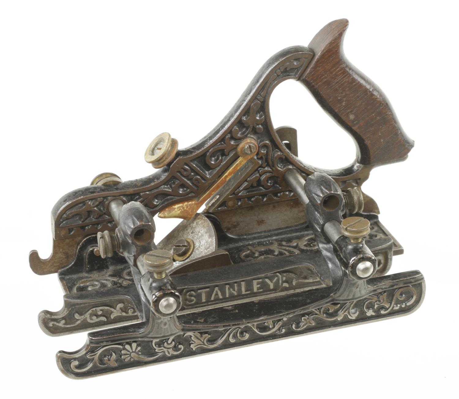 A STANLEY No 41 Miller's patent bullnose plow plane Type 1 japanned, chip from lower handle spur o/w