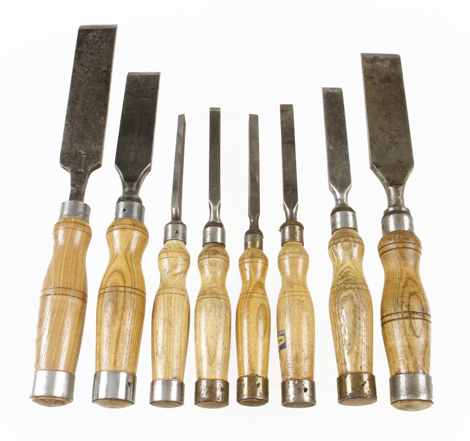 Eight chisels with hooped handles G