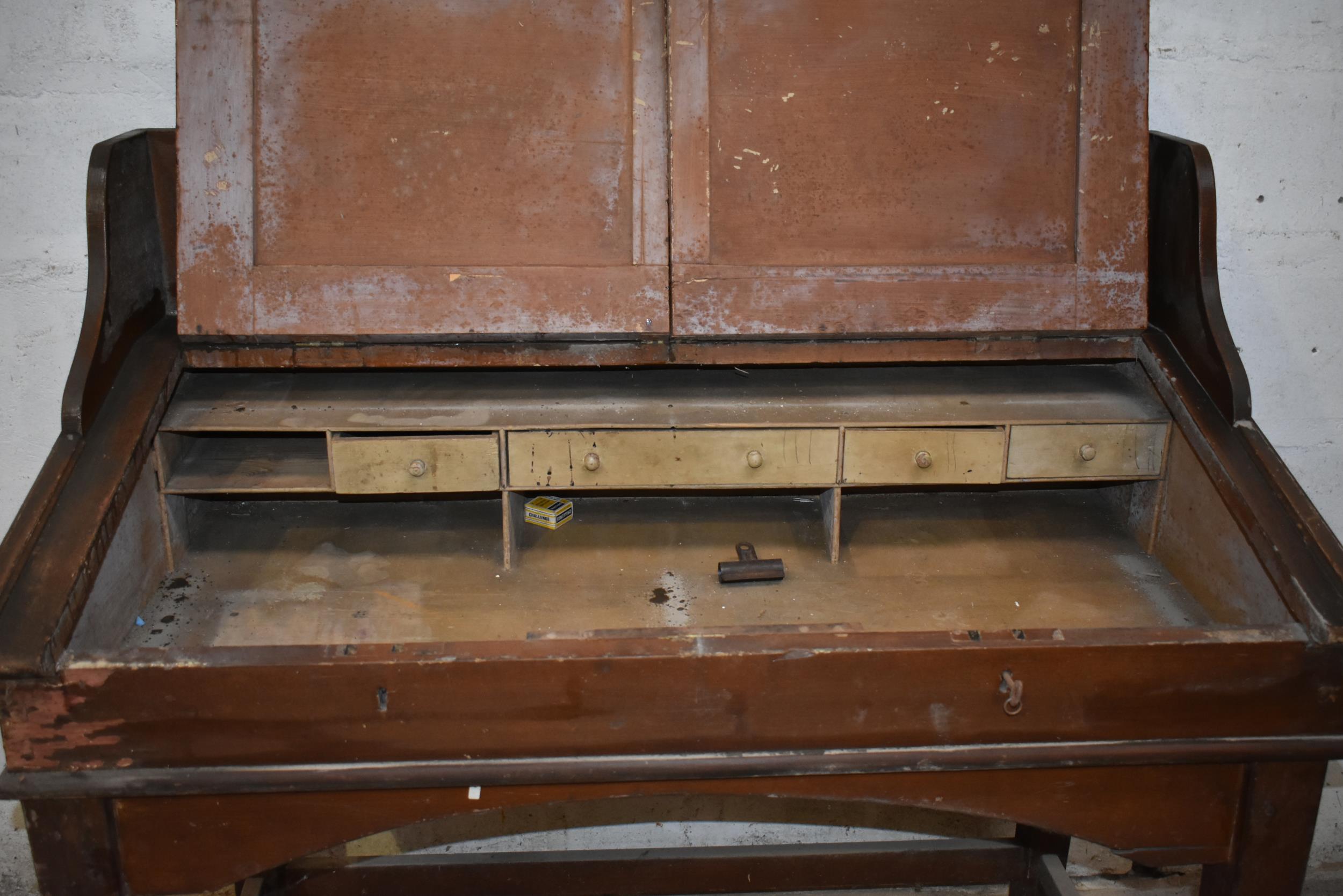 A clerk's antique desk with woodgrain finish - Image 2 of 2