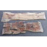 Two planks of yew 5' x 12" with shakes, knots and bark G-