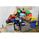 Quantity of assorted plastic storage bins