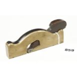 A steel soled brass rebate plane 6" x 3/4" with rosewood infill and wedge G+