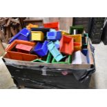 Quantity of assorted plastic storage bins