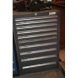 A heavy duty roller drawer tooling cabinet with 10 drawers 30" x 28" x 44"