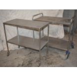 Two stainless steel trolleys