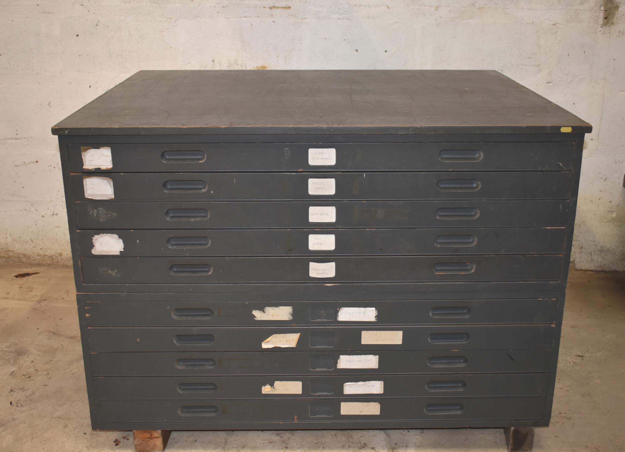 A ten drawer plan chest ex Ordnance Survey