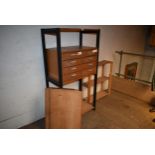 A REMPLOY shelf unit with orig chest of drawers and another small shelf unit