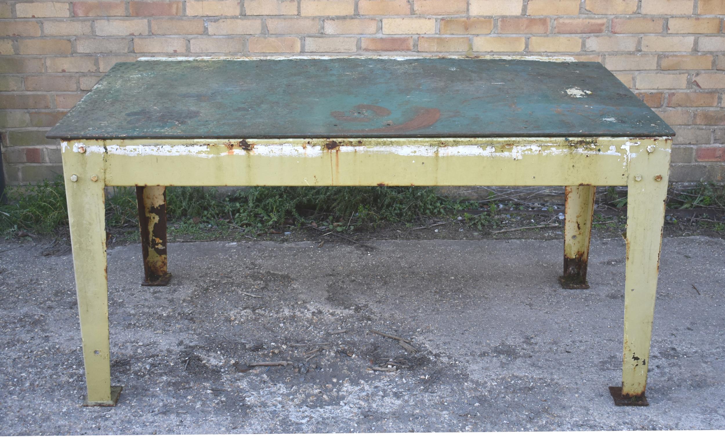 A heavy duty metal table/bench 62" x 34" - Image 2 of 2