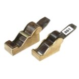 Two brass chariot planes 1 1/2" and 1 3/4" wide, one infill loose G+