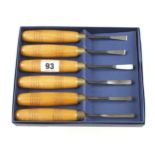 An unused set of 6 small carving tools in orig box F