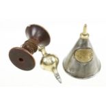 A PRESTON No 2 brass plumb bob and a rare PRESTON No 1804A oilcan G+