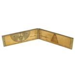 A 12" two fold fully brass bound boxwood clinometer by CASARTELLI Manchester the brass dial with