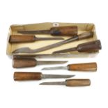 A mortice lock chisel and 8 mortice chisels G