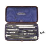 A small German silver drawing set probably by Harling but the case marked T.Maskew Miller,