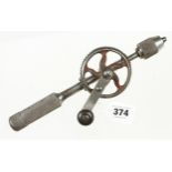 An unusual MILLERS FALLS No 343 hand drill with bits in handle G